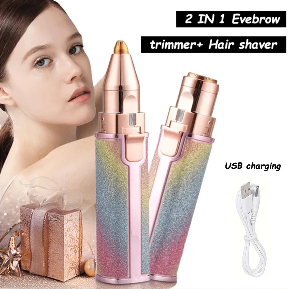 2-in-1 Rechargeable Facial Hair Remover & Eyebrow Shaver