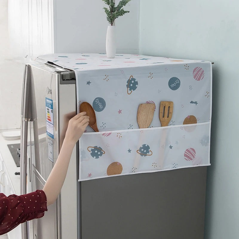 🧊🌟 Stylish Fridge Top Cover with Side Pockets