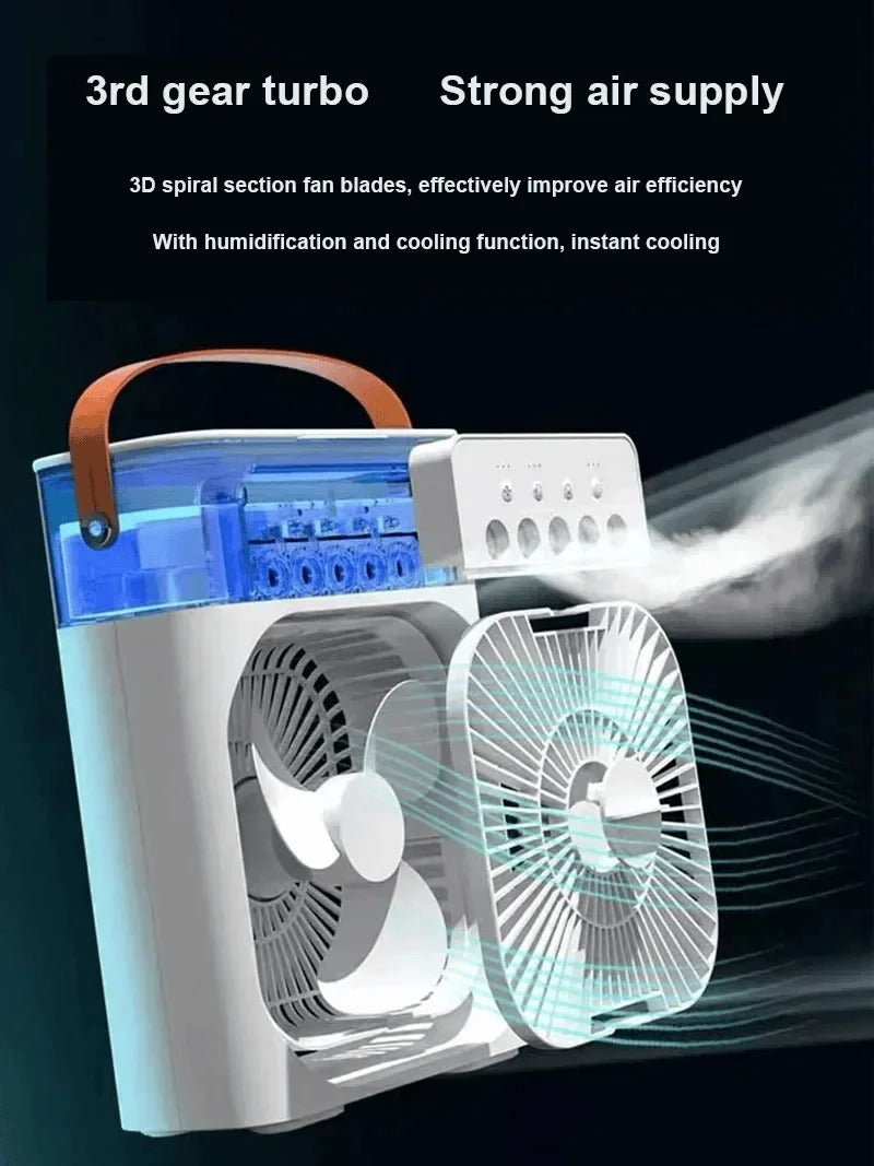 ❄️💨 3-in-1 Portable Air Cooler – Fan | Humidifier | LED Night Light