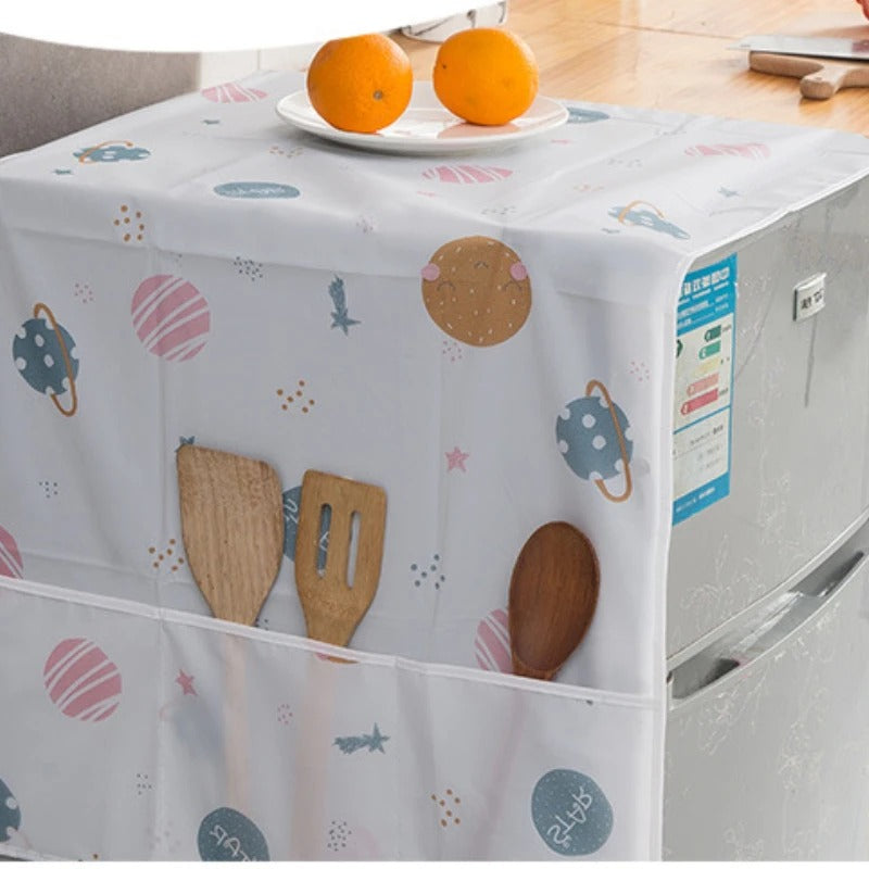 🧊🌟 Stylish Fridge Top Cover with Side Pockets