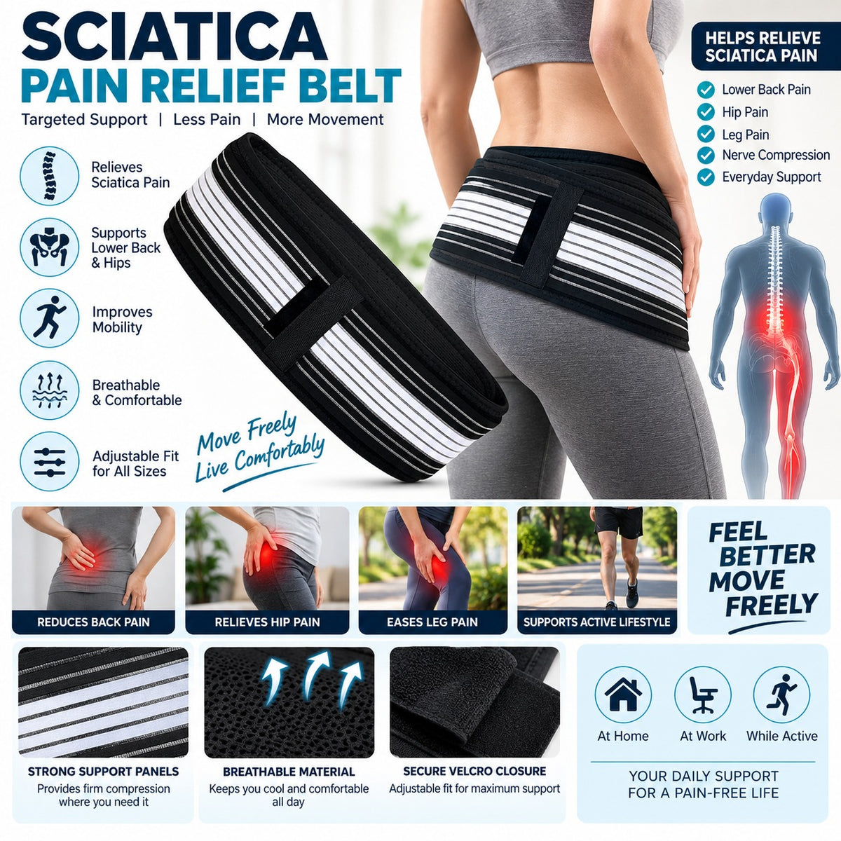Sciatica Pain Relief Pelvic Support Belt Pack of 1