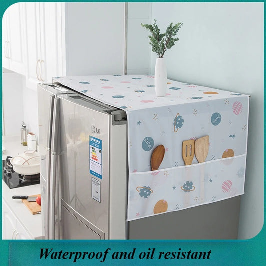 🧊🌟 Stylish Fridge Top Cover with Side Pockets