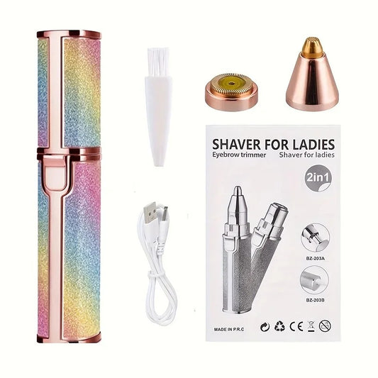 2-in-1 Rechargeable Facial Hair Remover & Eyebrow Shaver